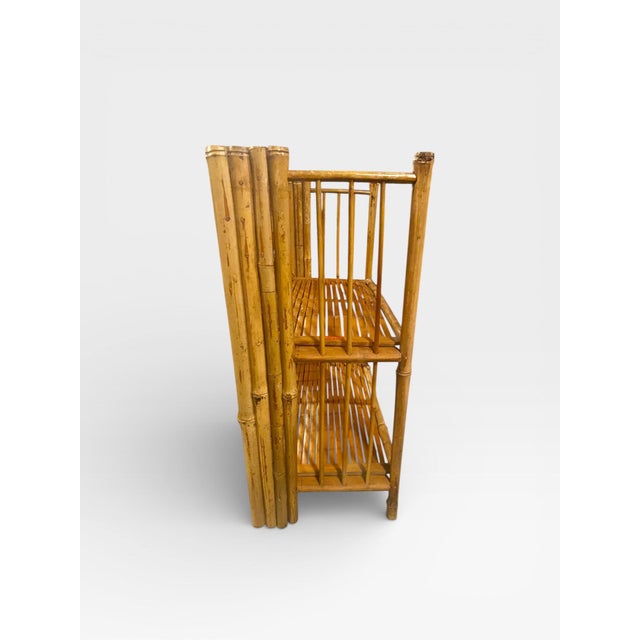Late 20th Century Vintage Bamboo Folding Corner Shelf / Étagerè With Side Panels For Sale - Image 5 of 10