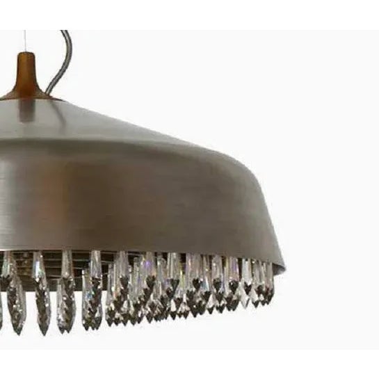 A suspension light chandelier in colour of oxidised brass (made from steel) with icicle crystals suspended inside. Painted...