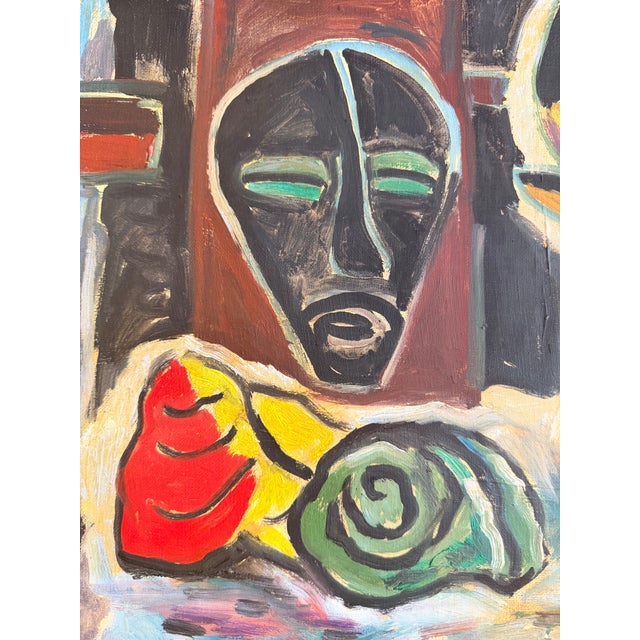 French French Modernist Composition With Mask and Animal Figure, Circa 1950 For Sale - Image 3 of 3