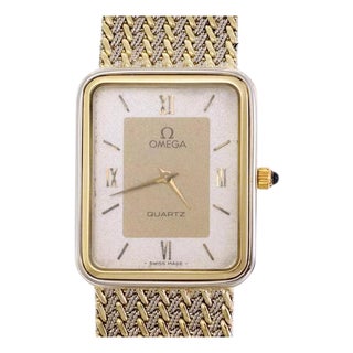 Omega Men's Watch 14k Two Tone Gold Case & Band Men's #1377 Estate For Sale