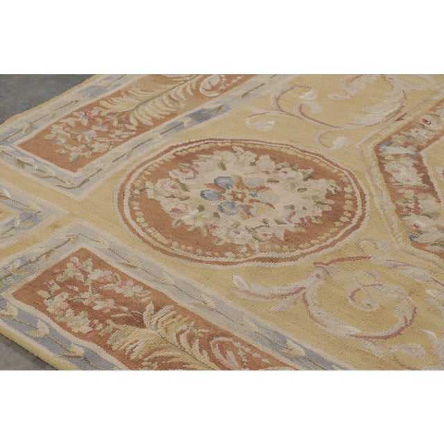 Late 20th Century Rug & Kilim's Aubusson Style Rug in Gold & Beige With Floral Medallion For Sale - Image 5 of 8