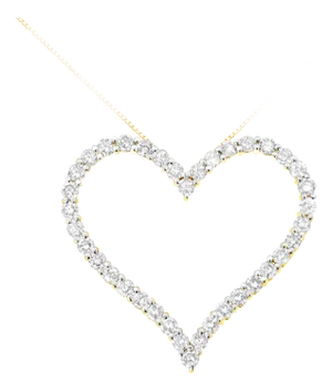 10k Yellow Gold Plated .925 Sterling Silver 3.0 cttw Round-Cut Diamond Open Heart Pendant Necklace -
