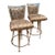 Pair of Contemporary Upholstered Counter/Bar Stools by Johnston Casuals, Bronze Tone Metal For Sale