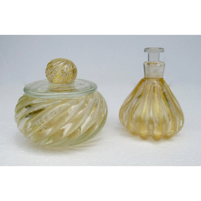 Vintage: C.1950's Ercole Barovier for Barovier' Y Toso, Murano Foundry, is this wonderful set of a Vanity perfume bottle...