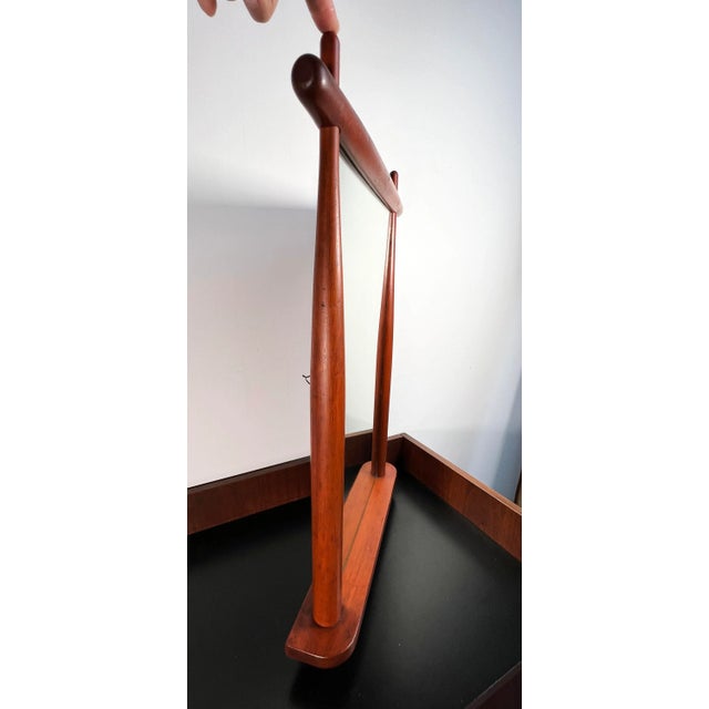 Brown Vintage Mid Century Modern Sculptural Wood Wall Mirror For Sale - Image 8 of 10