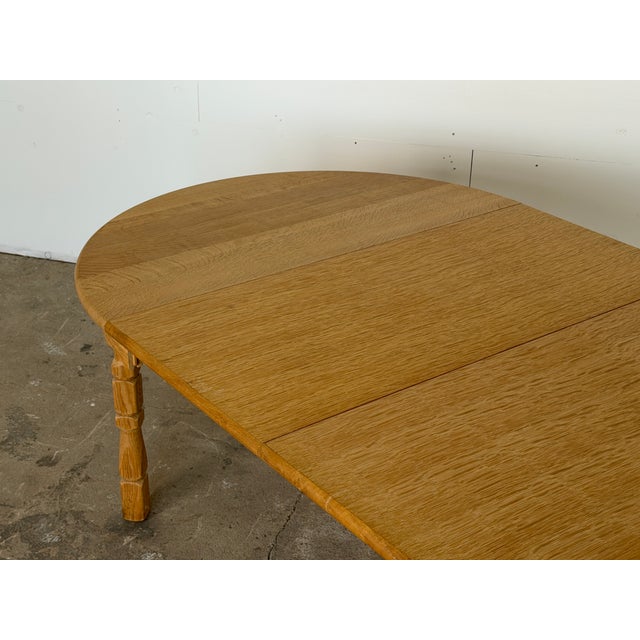 Wood Scandinavian Modern Oak Extending Dining Table by Henning Kjærnulf, 1970s For Sale - Image 7 of 10