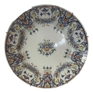 Large Round Dish in Rouen Earthenware, 1800s