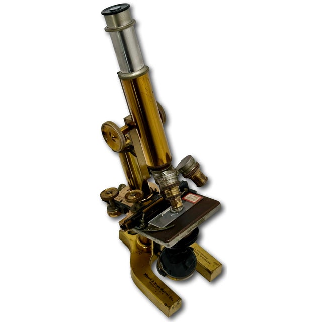 Late 19th Century Antique Fine Quality Fancy Model Solid Brass Doctors Microscope by Bausch & Lomb Optical Co. New York - Circa 1898 For Sale - Image 5 of 18