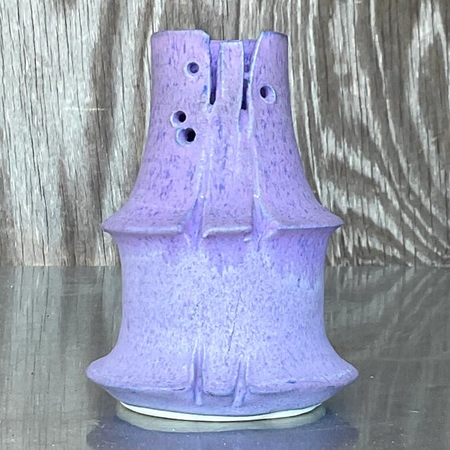 Vintage Boho Signed Studio Pottery Vase For Sale In West Palm - Image 6 of 6