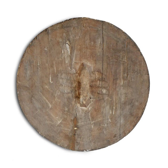 Tribal Vintage Round Black & White African Zulu Shield Wall Object For Sale - Image 3 of 4