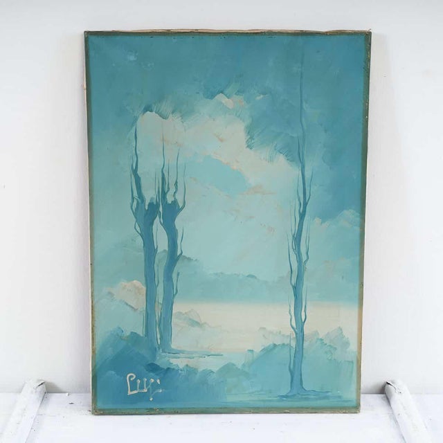 Lupi, Abstract Blue Composition, Oil on Canvas, 1970s For Sale - Image 5 of 5