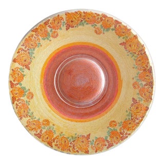 Vintage Tur-Man Craft California Hand-Wrapped Glass Floral Platter For Sale