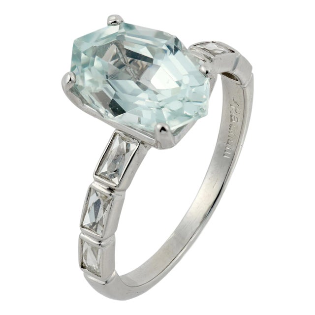 1950s Mid Century Gia 4.50 Carat Ceylon Sapphire Diamond Platinum Ring, Size 8.25 For Sale