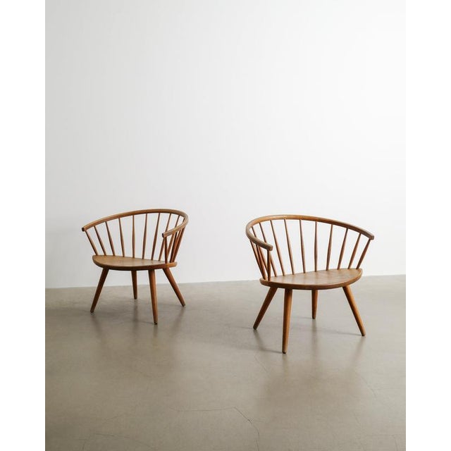 Mid-Century Swedish Sculptural Wooden Arka Armchairs in Oak by Yngve Ekström, 1950s, Set of 2 For Sale - Image 3 of 7