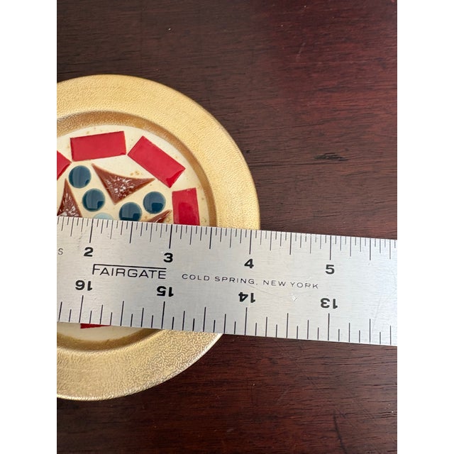 1950s Mid-Century Modern Mosaic, Tile, Coasters, and Gold Medal Base Set of 4 For Sale - Image 4 of 5