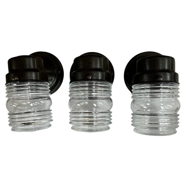 1930s Set of 3 Jelly Jat Sconces, Circa 1930 For Sale - Image 5 of 7