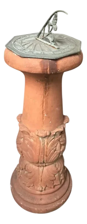 Vintage Acanthus Leaf Terracotta Pedestal Sundial