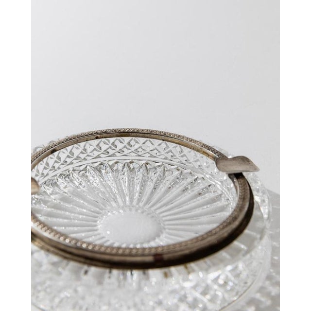 Silver Art Deco Textured Crystal Ashtray with Silver-Plated Rim, 1920s For Sale - Image 8 of 11