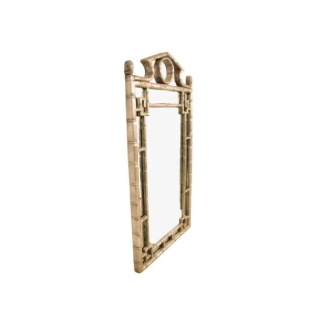 Chinese Chinoiserie Style Faux Bamboo Mirror For Sale - Image 3 of 8
