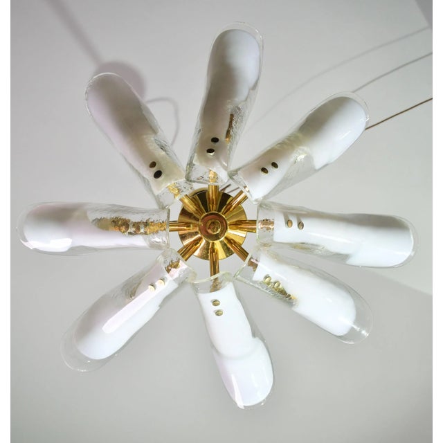 1970s Murano White Glass Petal Chandelier For Sale - Image 13 of 14
