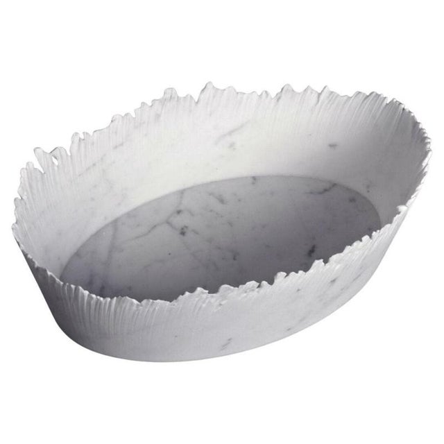 Drap C Oval Decorative Bowl in White Carrara Marble by Bufalini Marmi For Sale - Image 9 of 9
