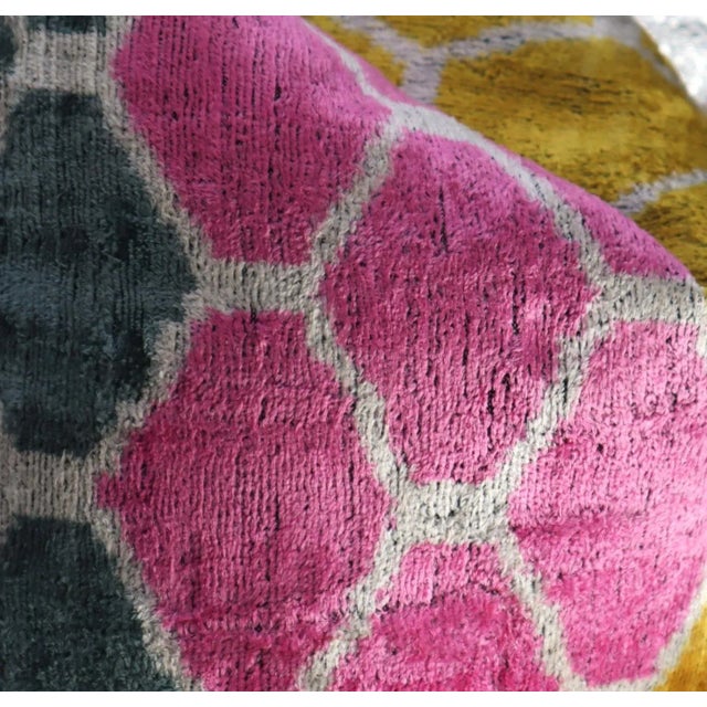 Contemporary Gold Gray Pink Handmade Silk Throw Pillow With Down Insert For Sale In San Francisco - Image 6 of 8