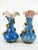 Pair of Art Nouveau polychrome ceramic vases, bottle-shaped vases with jagged and wavy edges, made in polychrome ceramic,...
