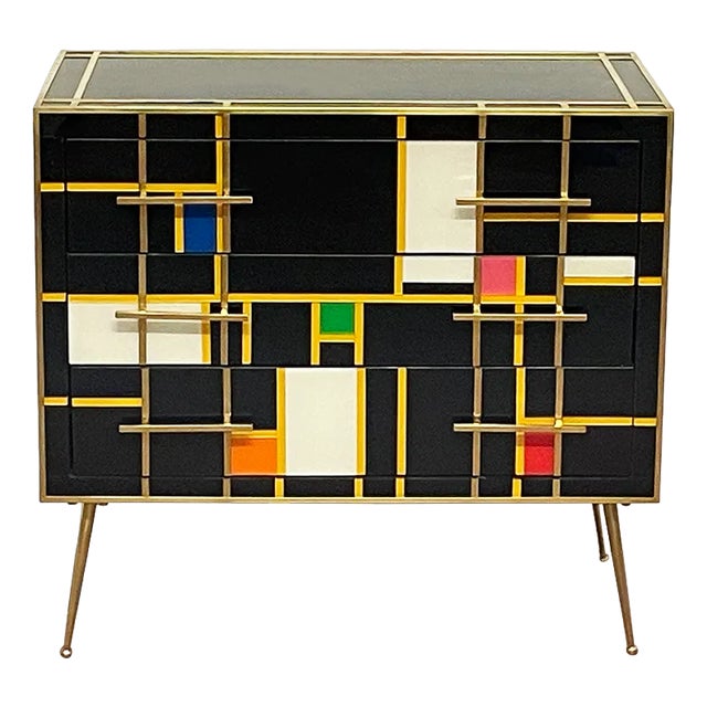 Vintage Black Glass Dresser For Sale