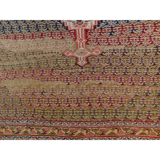 Late 19th Century 1880's Fine Antique Persian Flatwoven Senneh Kilim Rug 4'4"x 6'8" For Sale - Image 5 of 13