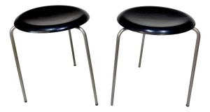 Black Dot Model 3170 Stools by Arne Jacobsen for Fritz Hansen, Denmark, 1960s, Set of 2