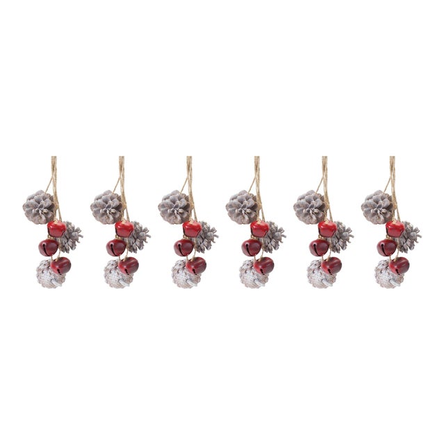 Contemporary Bell and Pine Cone Drop Ornament (Set of 6) For Sale - Image 3 of 3
