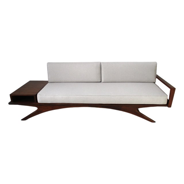 Vladimir Kagan Styled Sculptural Walnut Daybed Sofa by Otmar For Sale