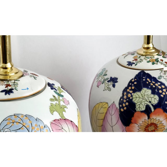 Lamps Ginger Jar Chinese Tobacco Leaf Pair For Sale - Image 12 of 13