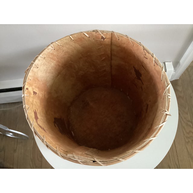 Large Birchbark Wastebasket in the Style of Baskets Made by Native American Arts and Crafts For Sale - Image 10 of 15
