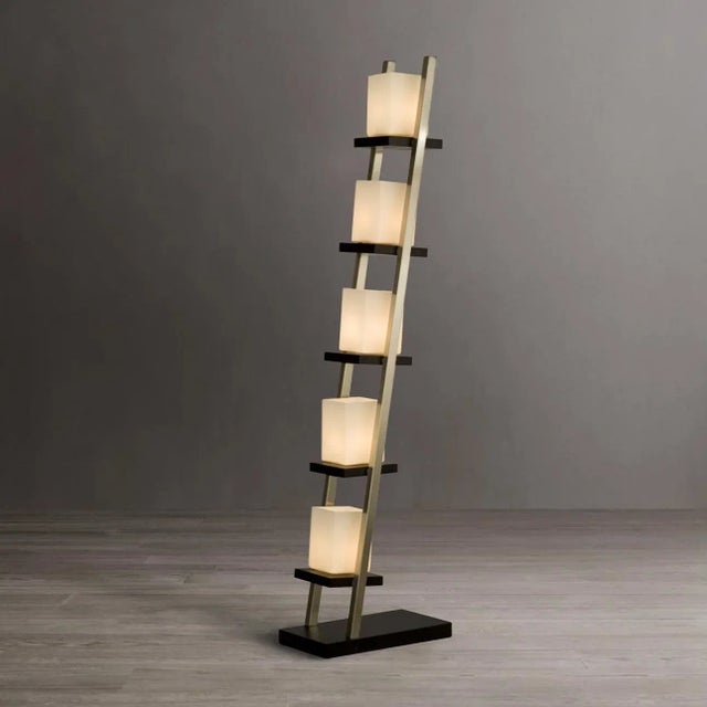 2000 - 2009 Escalier Floor Lamp 61" Espresso Wood & Brushed Nickel Modern Ladder Design by Michael Song For Sale - Image 5 of 9