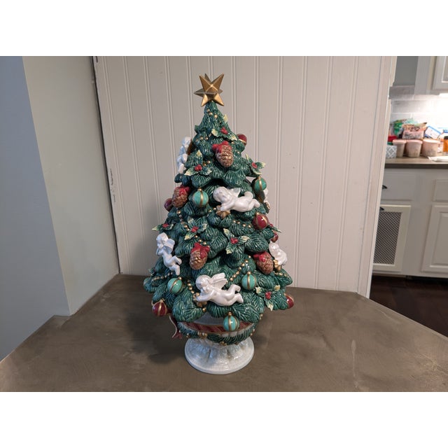 Ceramic Fitz & Floyd Classic Ceramic Cherub Holiday Christmas Tree Ornaments Non Lighted Collectable For Sale - Image 7 of 18