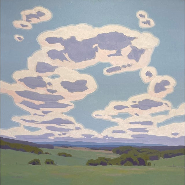 Endless Return by Michael Magrin | Oil on Linen Landscape with clouds and rolling hills For Sale