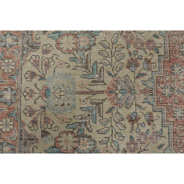 Tabriz Rug 8’2” X 10’10” Ivory Wool Vintage Distressed Hand-Knotted Carpet For Sale - Image 11 of 15