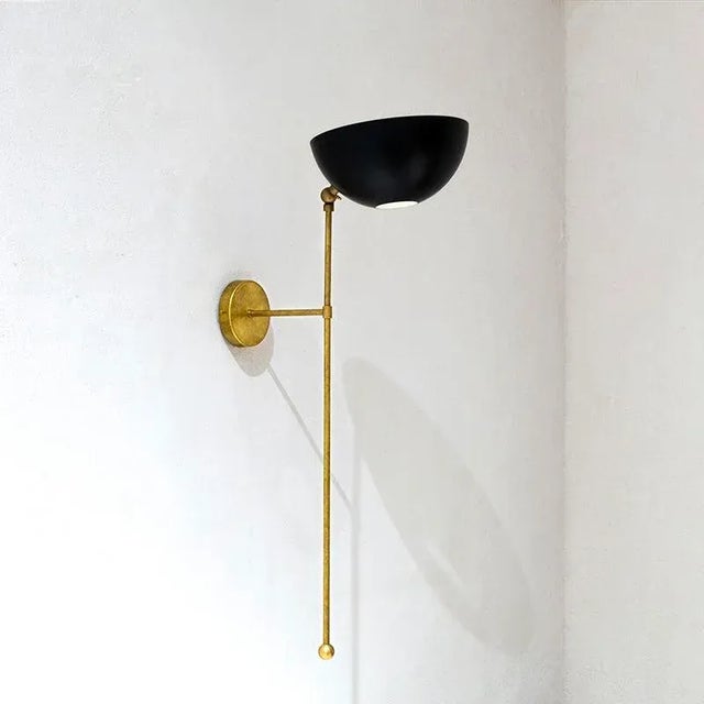 Metal Italian Adjustable Wall Light in Brass For Sale - Image 7 of 9