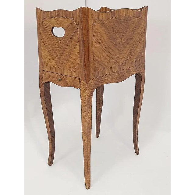 18th Century Louis XV Side Table in Oak, Marble, and Walnut For Sale - Image 5 of 10