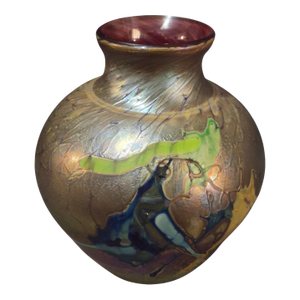 Vintage Studio Hand Blown Iridescent Art Glass Vase