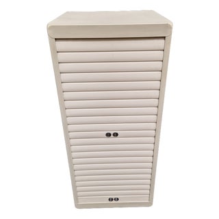 White Iron Storage Cabinet with Shutter, 1950s For Sale