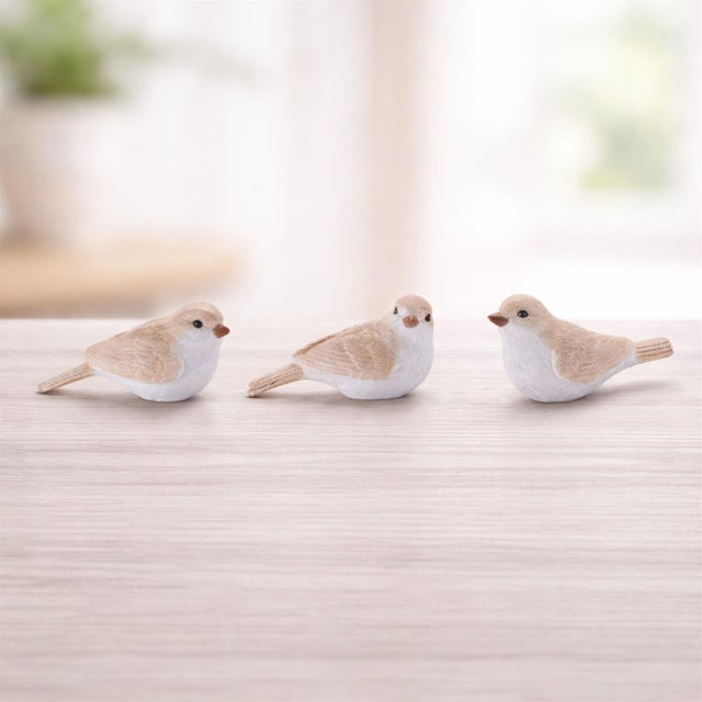 Add a soft, nature inspired accent to your decor with this charming bird figurine set. Featuring delicate feather...