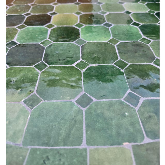 48" Handcrafted Tamegroute Green Moroccan Mosaic Table For Sale In Orlando - Image 6 of 7