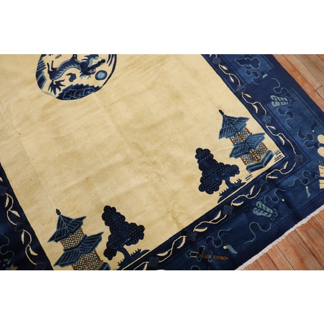Blue Antique Chinese Dragon Rug - 6'2" x 8'8" For Sale - Image 8 of 12