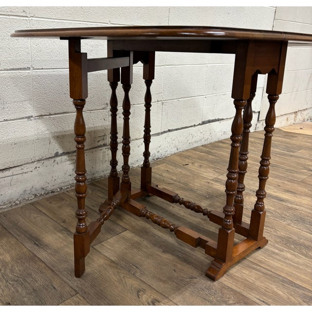 Vintage Jacobean Style Gate Leg Drop Leaf Table For Sale - Image 10 of 10