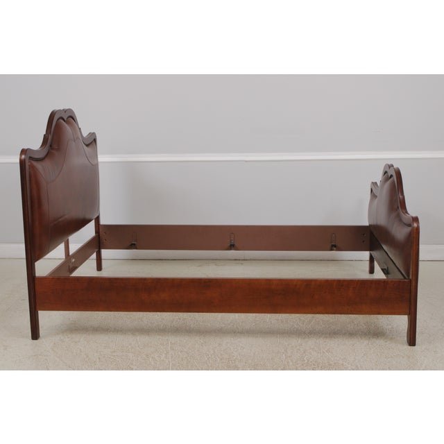 Baker Furniture Company Baker Queen Size Leather Panel Bed For Sale - Image 4 of 15