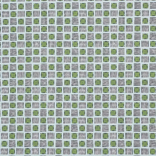 Contemporary Schumacher X Celerie Kemble Mottley Grid Fabirc in Sky & Putting Green For Sale - Image 3 of 3