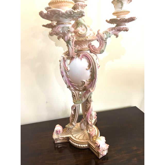 Rare, Royal Worcester Porcelain, Four-Light Candelabra, Dated 1892 For Sale - Image 12 of 12