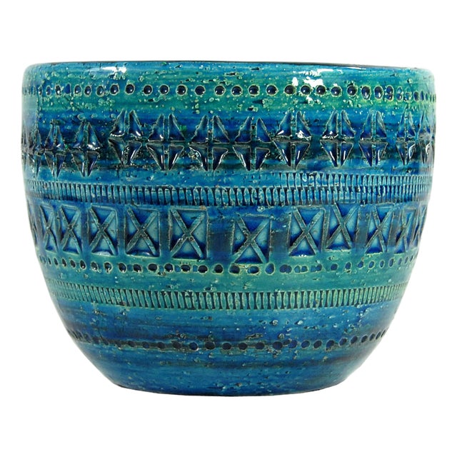 Rimini Blue Flower Pot by Aldo Londi for Bitossi, 1960s For Sale